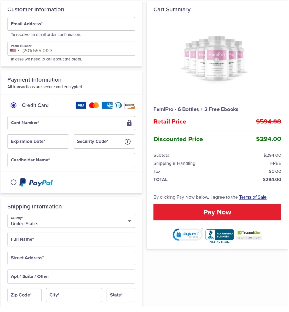 FemiPro Full Page Billing Interface
